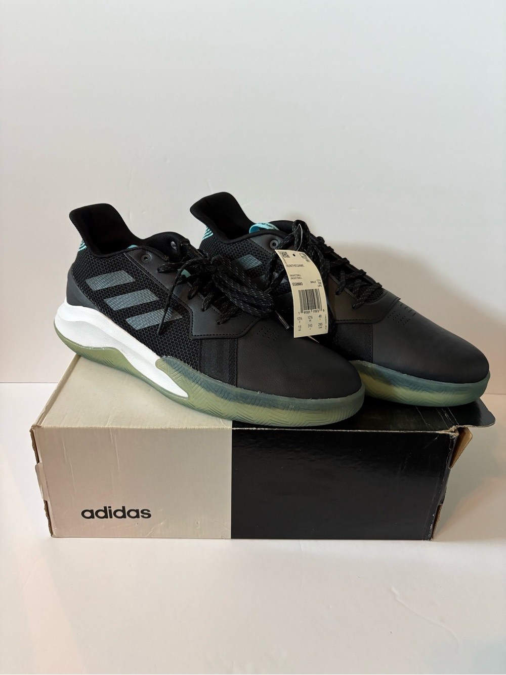 adidas Men's Black Sneakers with Teal Accents